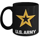 U.S. Army Coffee Mug - Gold Star Logo (Black, 11oz)
