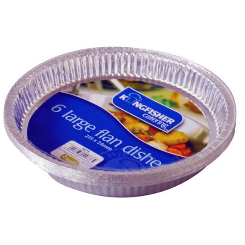 Kingfisher Foil Flan Dishes, Silver, Large, Pack of 6