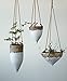 Creative Co-Op Medium White Stoneware Hanging Planter with Jute Rope