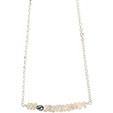 Designed By Stacey Handmade Zircon Sterling Silver Necklace, Raw Blue Green Diamond Bar Pendant Jewelry, Gifts for Women, Birthday, Anniversary, Wedding, Prom, Homecoming, 16 to 18" Adjustable Chain