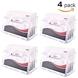 MaxGear Clear Business Card Holder Acrylic Business Card Stand for Desk Plastic Business Card Holder, Single Compartment, Fits 50-60 Business Cards Capacity, 4 Pack