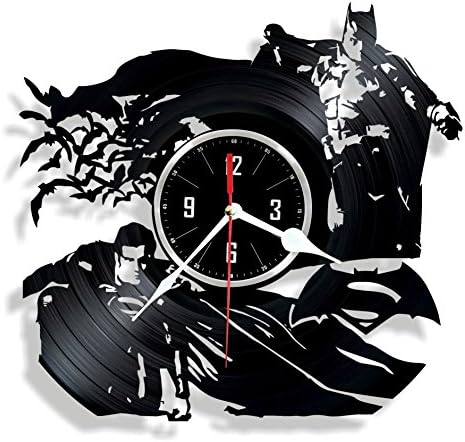 BATMAN VS SUPERMAN vinyl wall clock - great gift for birthday, anniversary or any other occasion - beautiful home decor - unique design that made out of retro vinyl record