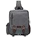 Plambag Canvas Sling Backpack Messenger Bag One Strap Travel Sport Crossbody Shoulder Bag Unisex, Grey