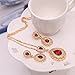 OUFO Crystal Jewelry Sets for Women Girls Rhinestone Necklace and Earrings Gold Plated Pendant Elegant Necklaces Set for Wedding (Black/Red)