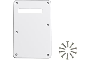 Phrilam 6 Holes Guitar Back Plate Cavity Cover Pickguard for Fender Standard Stratocaster Strat ST Modern Style Electric Guitar,White 3ply