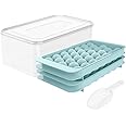Round Ice Cube Tray with Lid & Bin Ice Ball Maker Mold for Freezer with Container Mini Circle Ice Cube Tray Making 66PCS Sphe