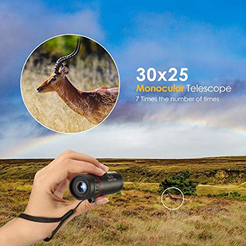 Meka-supplies - 30x25 Optical Monocular Low Night Vision Waterproof Mini Portable Focus Telescope Zoomable 7X Scope For Travel Hunting