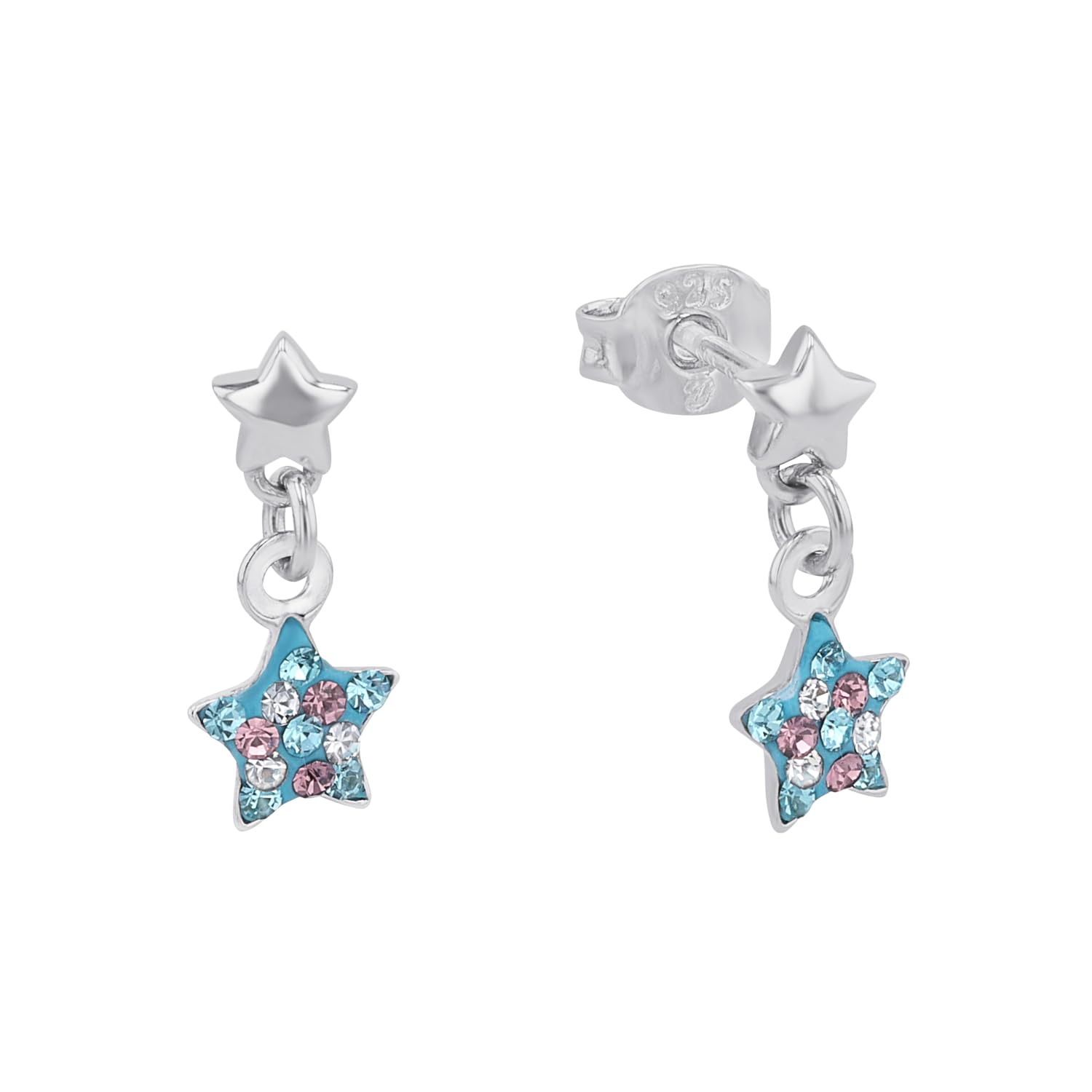 Princess Lillifee Earrings Ear jewelry, with Preciosa, 1,4 cm, Multicolor, Star, Comes in jewelry gift box, 2013176