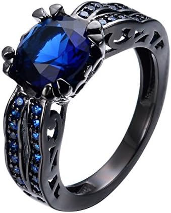 Bamos Jewelry Girls Christmas Best Friends Blue Stone Black Gold Plated Engagement Rings for Her Size 6-10