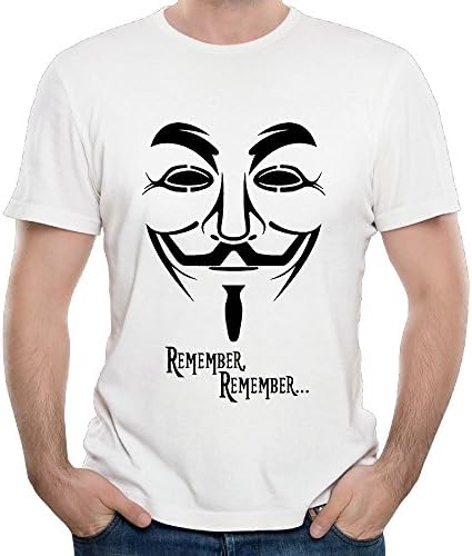 LanZhuoq Men V for Vendetta Remembers Funny Party White Shirts Short Sleeve