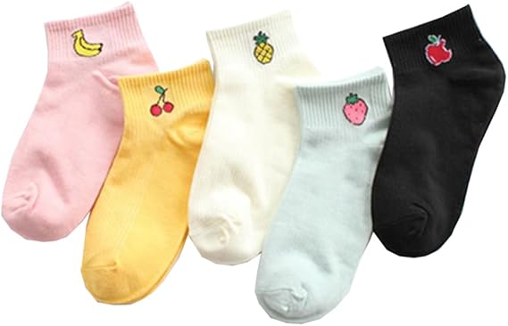Amazon Ainial スニーカーソックス レディース 春夏 可愛い フルーツの柄 おしゃれ ショートソックス 靴下 女性 くるぶし アンクル ソックス 学園風 綿 スポーツ 通気 快適 5足セット ソックス 通販
