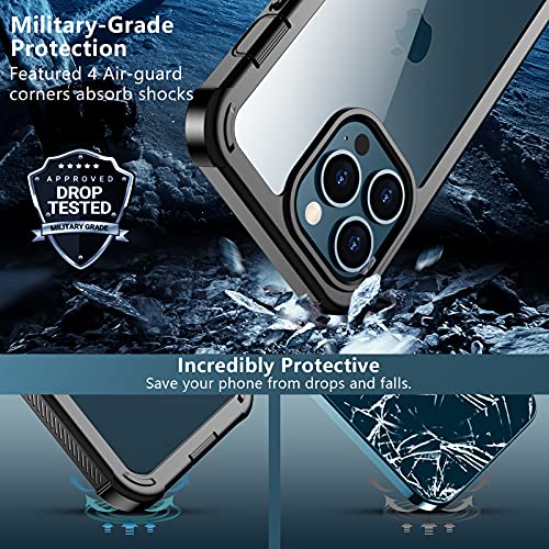 gogorelax Compatible with iPhone 13 Pro case,with Built-in Screen Protector Shockproof Case for iPhone 13 Pro 6.1 Inch(Black/Clear)