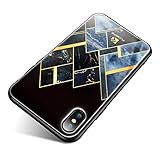 Luxury iPhone X Case, FLOVEME Hybrid Fashion Agate Marble Stone Pattern Anti-Scratch Slim Fit Soft TPU Back Protective Air Cushion Gel Rubber Bumper Shockproof Non Slip Print Cover, Black