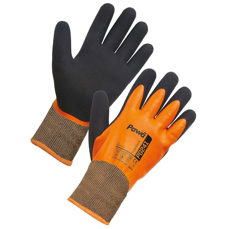 Pawa Cold Protection Winter Work Gloves Insulated Thermal Knitted Waterproof Oil Grip Gloves (XL)