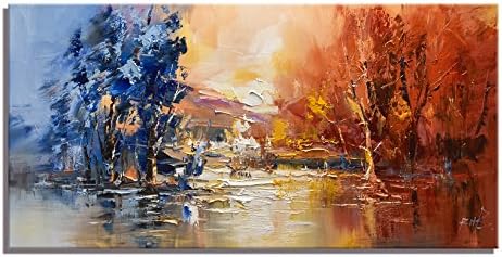 Modern Abstract Swamp Gold Clouds Reed Modern Wall Art Mixed Media Art Modern Canvas Decor Abstract Picture on Canvas Prints Pictures Poster Paintings 20Inch x 40 Inch