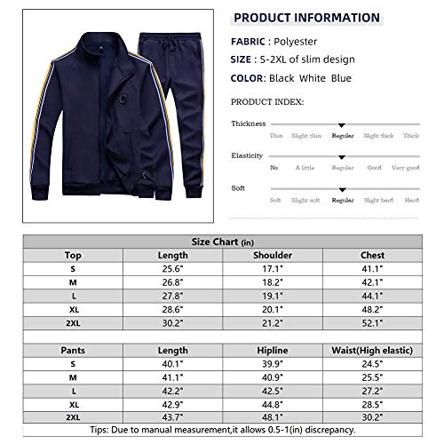 Men's Tracksuit Sets Full Zip Activewear Jogging Sweatsuits 2 Piece Outfits 50Blue-L