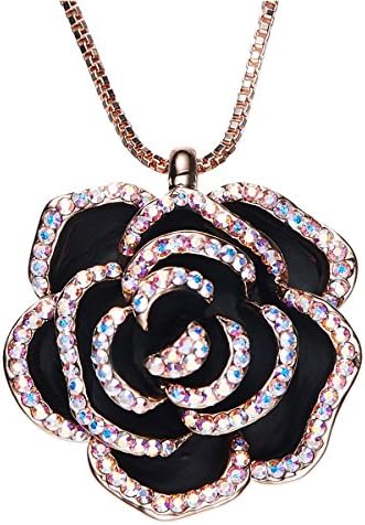 SILYHEART Fashion Swarovski Crystal Rose Jewelry Gifts Pendant Necklace for Women Girlfriend Wife Mom Grandma