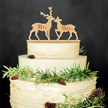 Die Jagd Ist Uber Hochzeit Tortenaufsatz Holz Herr Frau Paar Reh
