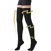 MGANG Plus Size 5XL Extra Wide Ankle and Silicone Band, 20-30 mmHg Compression Stockings for Men and Women, Closed Toe, Thigh High Compression Socks, Support for Varicose Veins, Edema, Travel, Flight