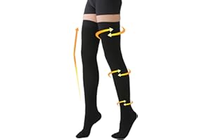 MGANG Medical 20-30 mmHg Compression Stockings for Women & Men, Pair, Thigh High Graduated Compression Socks, Closed Toe, Opaque, Support for Varicose Veins, Edema, DVT, Swelling, Flight, Black L