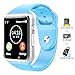 COSROLE Touch Screen Smart Watch Bluetooth V4.0 Smartwatch with Remote Camera & Padometer & Sleep Monitor Smart Wrist Watch Compatible with Android Samsung Huawei Sony for Kids Men Women - Blue