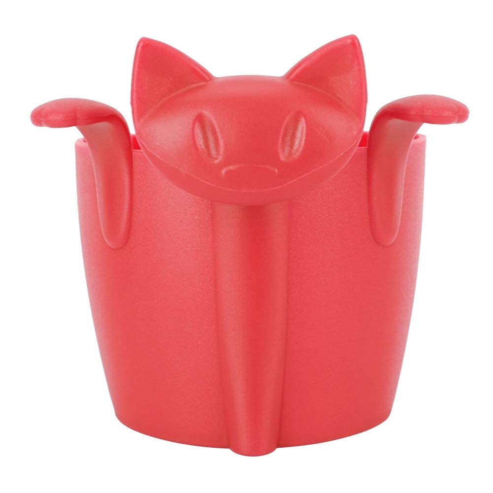 Tea Strainer, Practical Cute Cat Shape Silicone Tea Infuser Healthy Tea Strainer Filter Tea Set Accessory for Home Office (Red)
