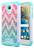 Alcatel Fierce 4 Case, Alcatel Allura Case / Pop 4 Plus Case, NageBee [Hybrid Protective] Armor Soft Silicone Cover with [Studded Rhinestone Bling] Design Diamond Hard Case (Wave)