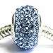 Queenberry Sterling Silver Simulated March Birthstone Round Blue Crystal European Style Bead Charm