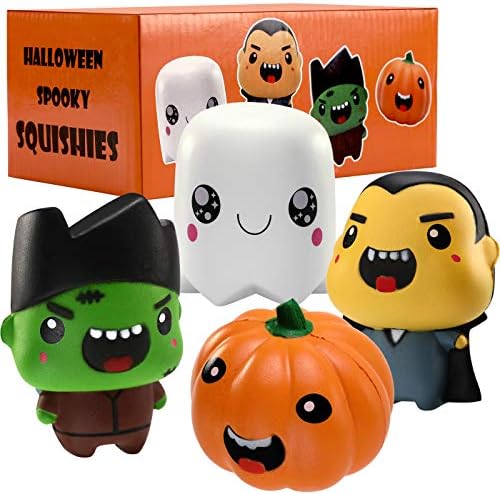 UFUNGA Squishies Toy Set - 4 Pack Halloween Stress Relieve Squeeze Soft Lovely Toy Kids Gift, Jumbo Squishy Toy