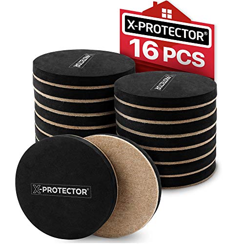 Felt Furniture Sliders Hardwood Floors X-PROTECTOR 16 PCS - Furniture Slider - Heavy Duty Felt Sliders Hard Surfaces - Move Your Furniture Easy & Safely! (Best Furniture Sliders For Hardwood Floors)