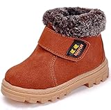 DADAWEN Boy's Girl's Leather Waterproof Winter Boots (Toddler/Little Kid/Big Kid)