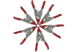 GOSONO 6pcs 4inch Mini Metal Heavy Duty Spring Clamps Crocodile Clip Red Plastic Tips Tool Clips Grip Holder DIY Hand Tools