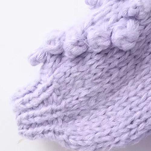 Eoeth Solid Knitted Coat for Women Casual Puff Sleeve Knit Cardigan Sweater Outerwear Loose Overcoat Warm Winter Purple