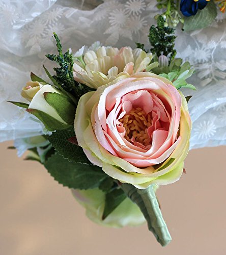 S_SSOY Boutonniere Bridegroom Groom Men's Boutonniere Groomsmen Best Man Boutineer with Pin Artificial Flower Brooch Corsage for Wedding Homecoming Prom Suit Decor