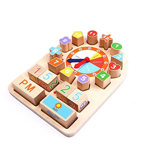 Iplay Ilearn Kids Wood Toys Sorting Clock Wooden Shape Learning