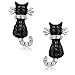 Gem Stone King 925 Sterling Silver Black and White Cubic Zirconia CZ Cat Stud Earrings For Women (0.54 Cttw, 1/2 Inch)