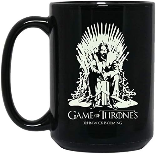 DOPHILSTORE John Wick is Coming GoT Cup 15 oz Black Mug Ideas Who Love Action Movies