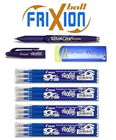 Special Bonus Pack Pilot FriXion Ball Tintenroller [0,7] 12 Ersatzminen Nachfüllminen | 4 Set á 3 Stk blau+ 1 Frixion Ball in
