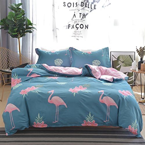 HomeTextilesArt Flamingo Duvet cover set Blue Bedding set,Duvet cover and 2 Pillowcases,Full Queen Size,3 Piece