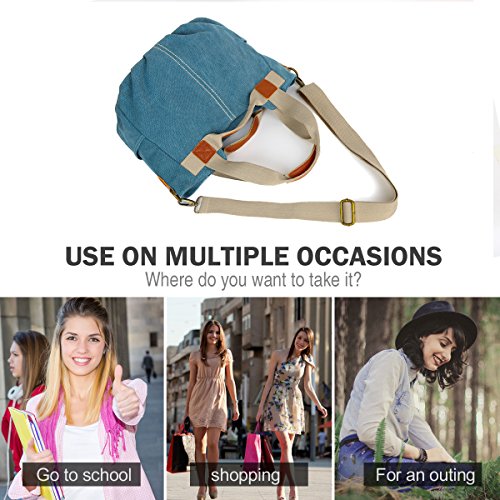 Eshow Women Canvas Shoulder Bag Hobo Handbags and Purse Cross-Body Bag Messenger Bag Travel mom bag for women - Thumbnail 5