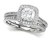 Zoe R Sterling Silver Micro Pave Hand Set Cubic Zirconia Halo 6mm Cushion Cut Center Wedding Set