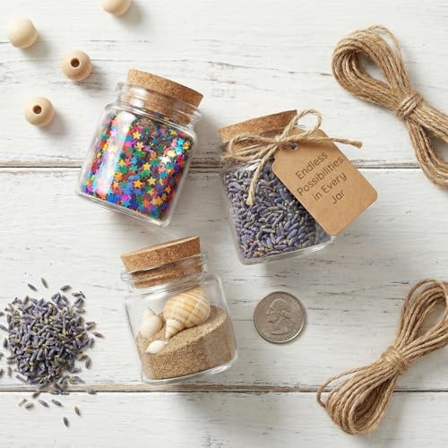 BXUUXA 16 Pieces 50 ml Glass Bottles, Small Glass Bottles Mini Glass Jars with Cork Stopper, Portable Tiles Glass Jars with Label and Twine for DIY Decorations, Wedding Gifts