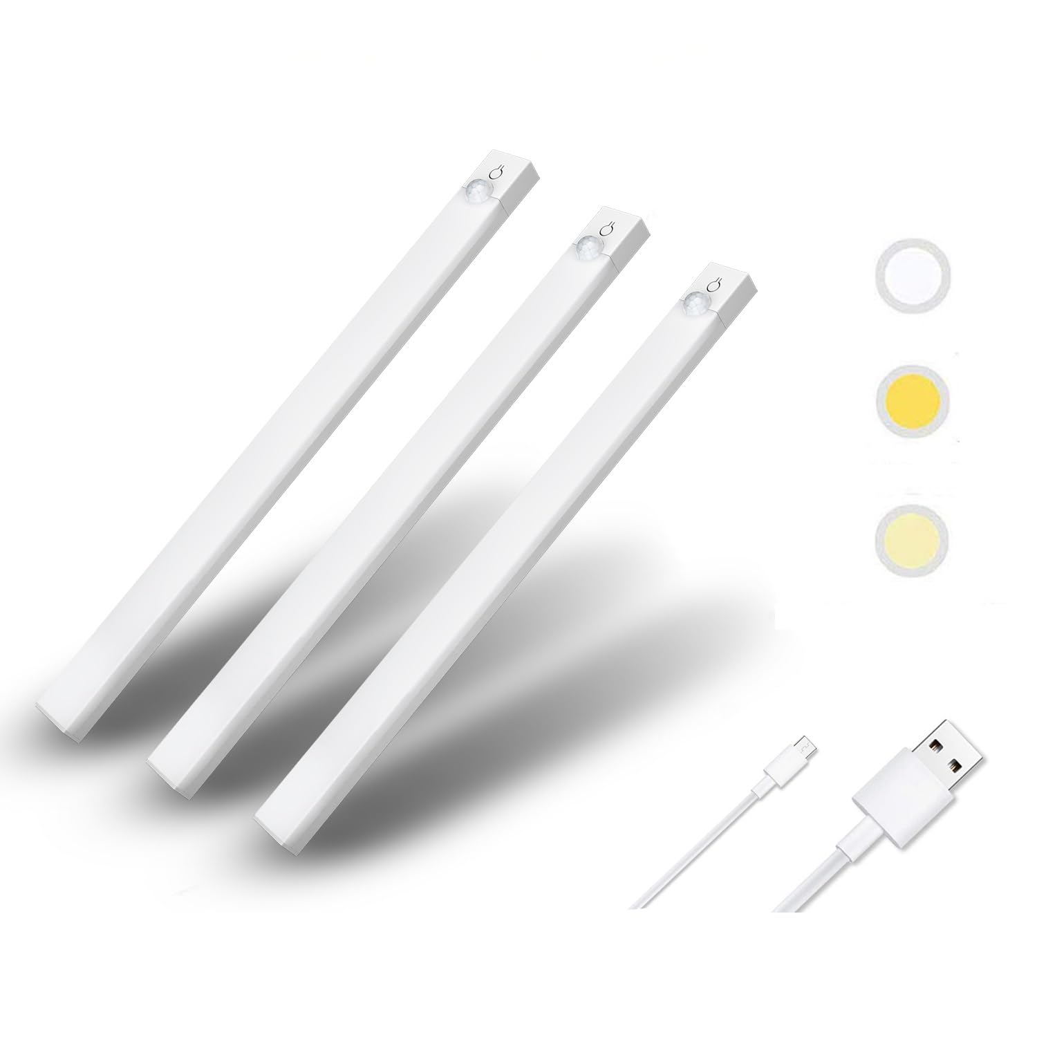 Photo 1 of Rihvy Under Cabinet Lighting 12 Inches Rechargeable Motion Sensor Light Indoor, 3 Color Dimmable Closet Light Battery Operated, USB Stick on LED Magnetic Under Counter Lights for Kitchen Stair, 3Packs