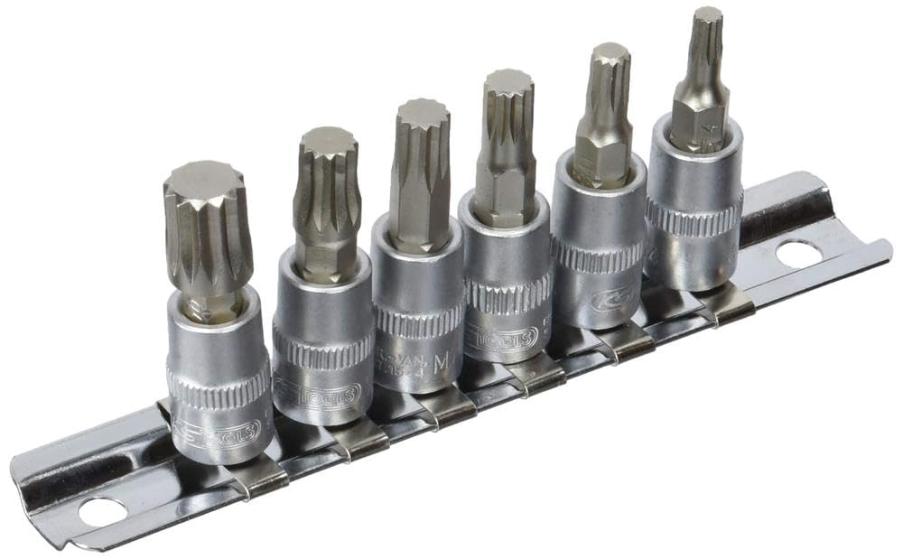 KS Tools 9111547 Bit Socket Set Spline, 6 Pieces of Wing Nuts 1/4 "