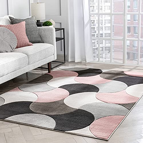 Well Woven Hilda Blush Pink Modern Geometric Circles & Boxes Pattern