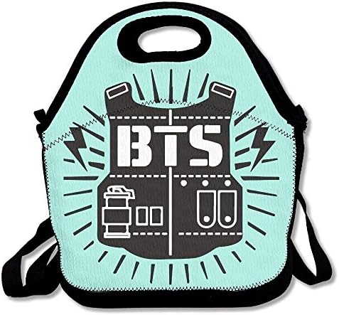 Rock Hiphop Band Bts Logo Lunch Bags Insulated Travel Picnic Lunchbox Tote Handbag With Shoulder Strap For Women Teens Girls Kids Adults