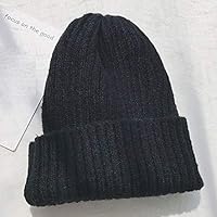 hitonsmusu Autumn Winter Hats for Women, Fashion Solid Color Warm Woolen Yarn Knitted Beanie Hat Cap Black