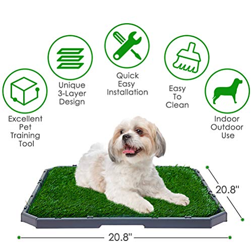 BINGPET Dog Grass Training Potty Pad, with Foldable Tray and Washable