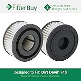 2 - FilterBuy Dirt Devil F15 (F-15) Washable HEPA Replacement Filters, Part # 1-SS0150-000, 3-SS0150-001. Designed by FilterBuy to fit Dirt Devil Extreme Quick Models 084505, 084506, 084507