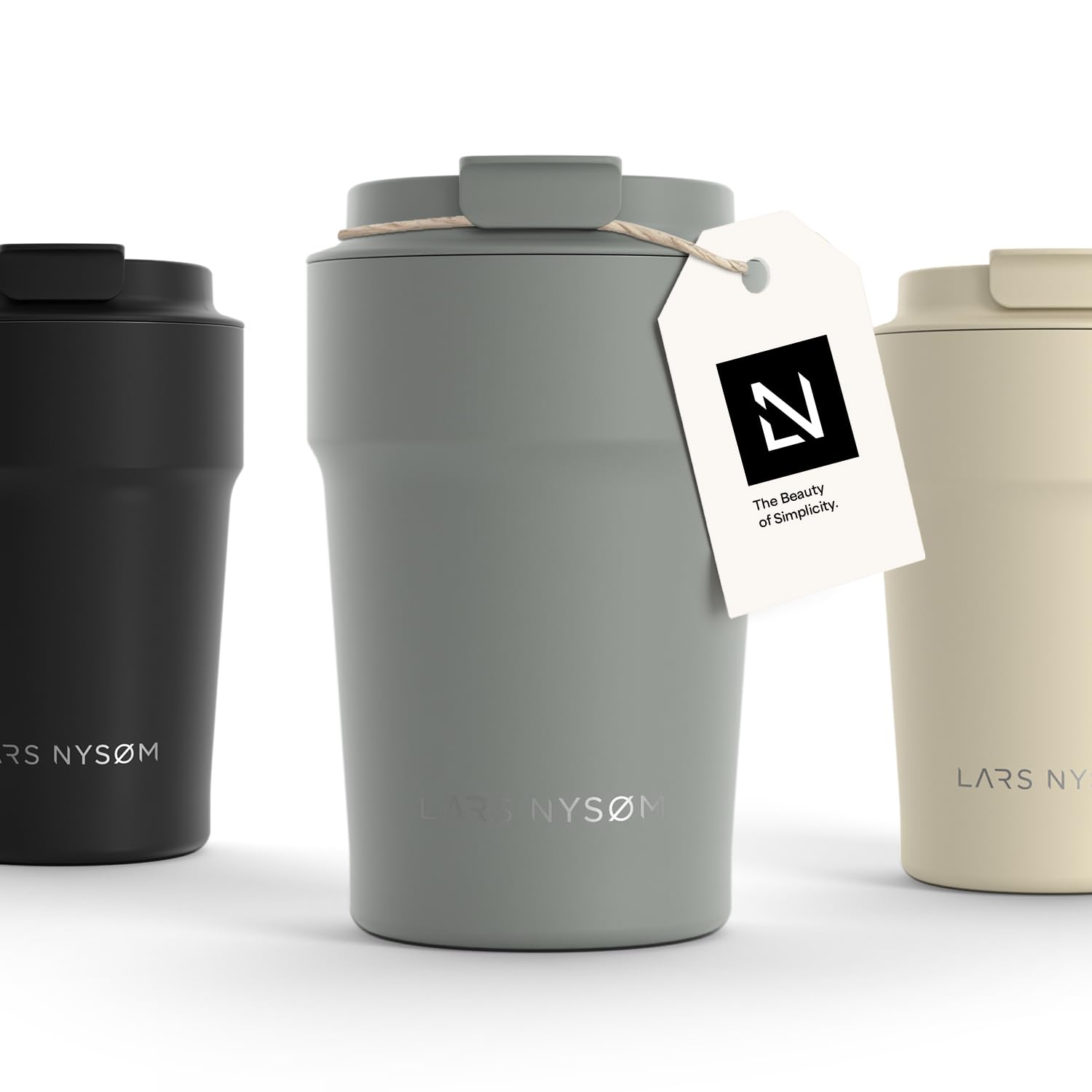 LARS NYSØM Thermo Coffee Mug-to-go 13oz | Travel Mug 0.38 Liter with Insulation | Leak Proof Stainless Steel Thermal Tumbler for Coffee and Tea on the Go (Ash Gray, 380ml) — image 1